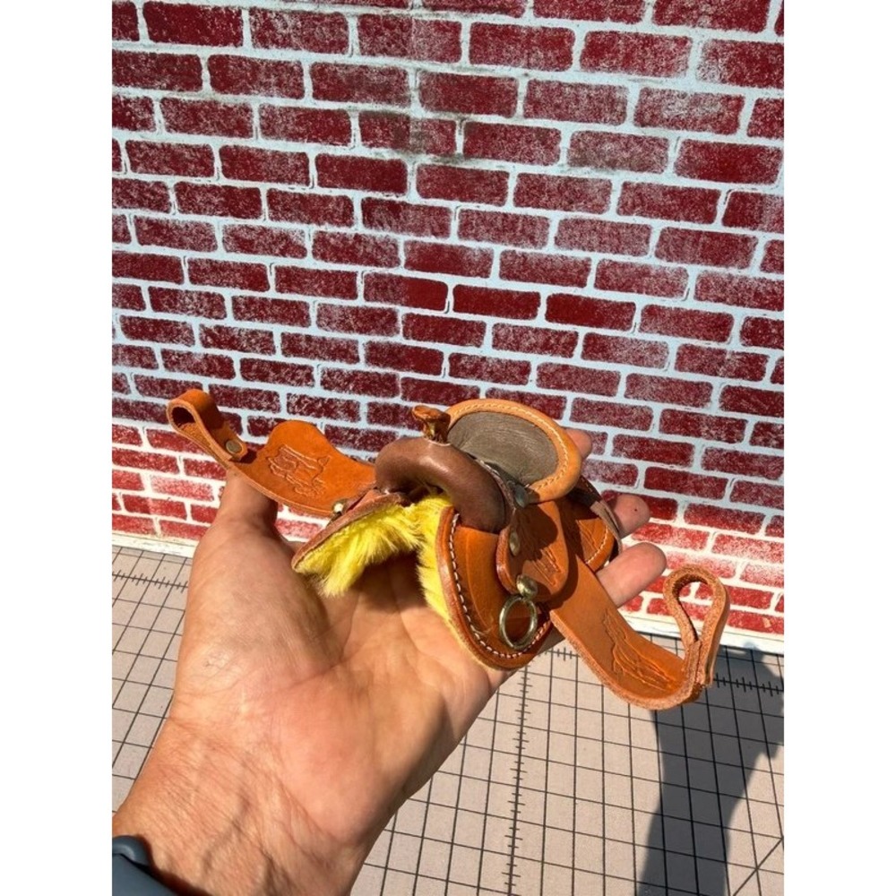 Miniature Leather Western Saddle Figurine Collectible